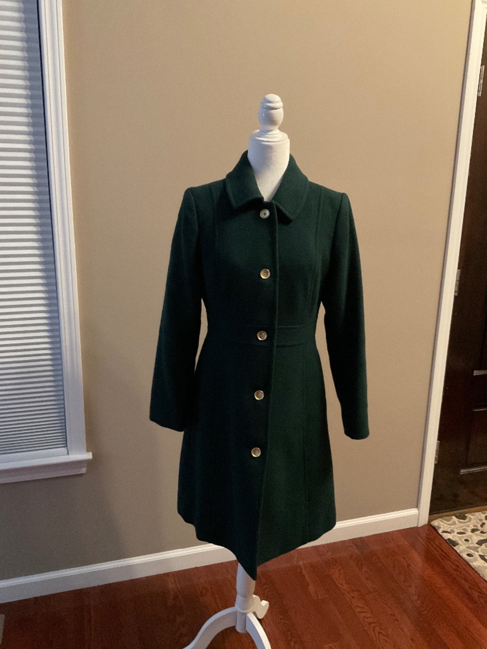 J Crew Ladies Wool Coat in Dark Green Size 9 - New with Tags